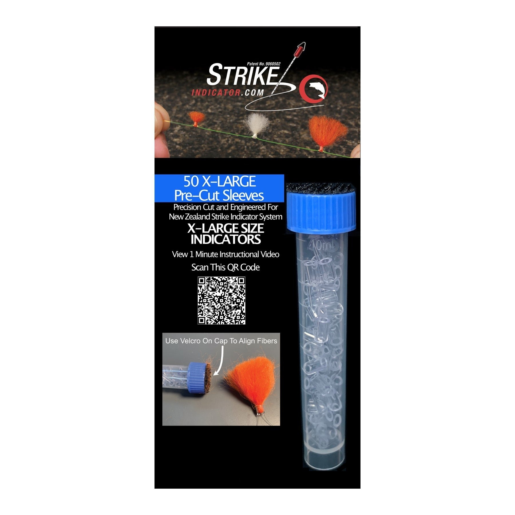 NZ Strike Indicator Pre-Cut Sleeves and Vial XL 50 Pack