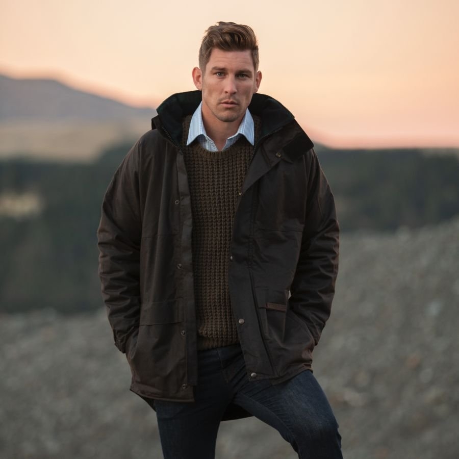 Styx Mill Oilskin Brown Wool Lined Pursuits Coat