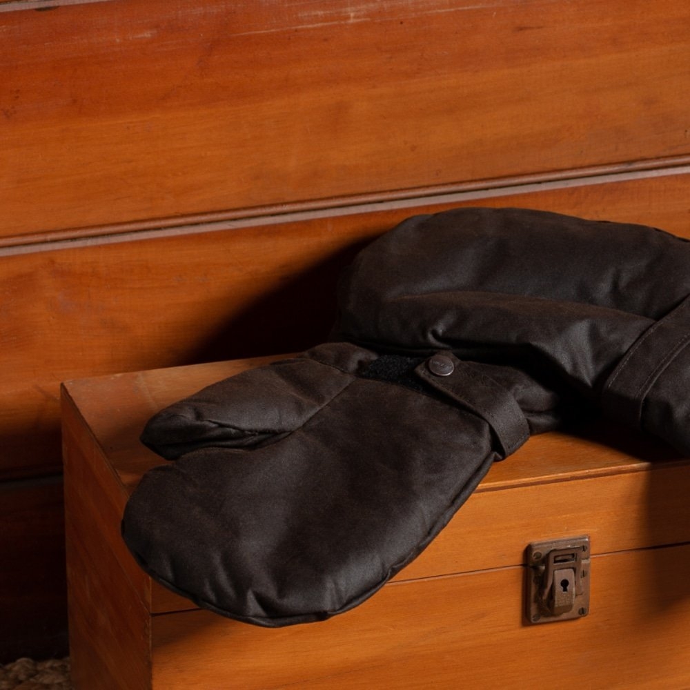 Styx Mill Oilskin Fur Lined Mittens Brown S