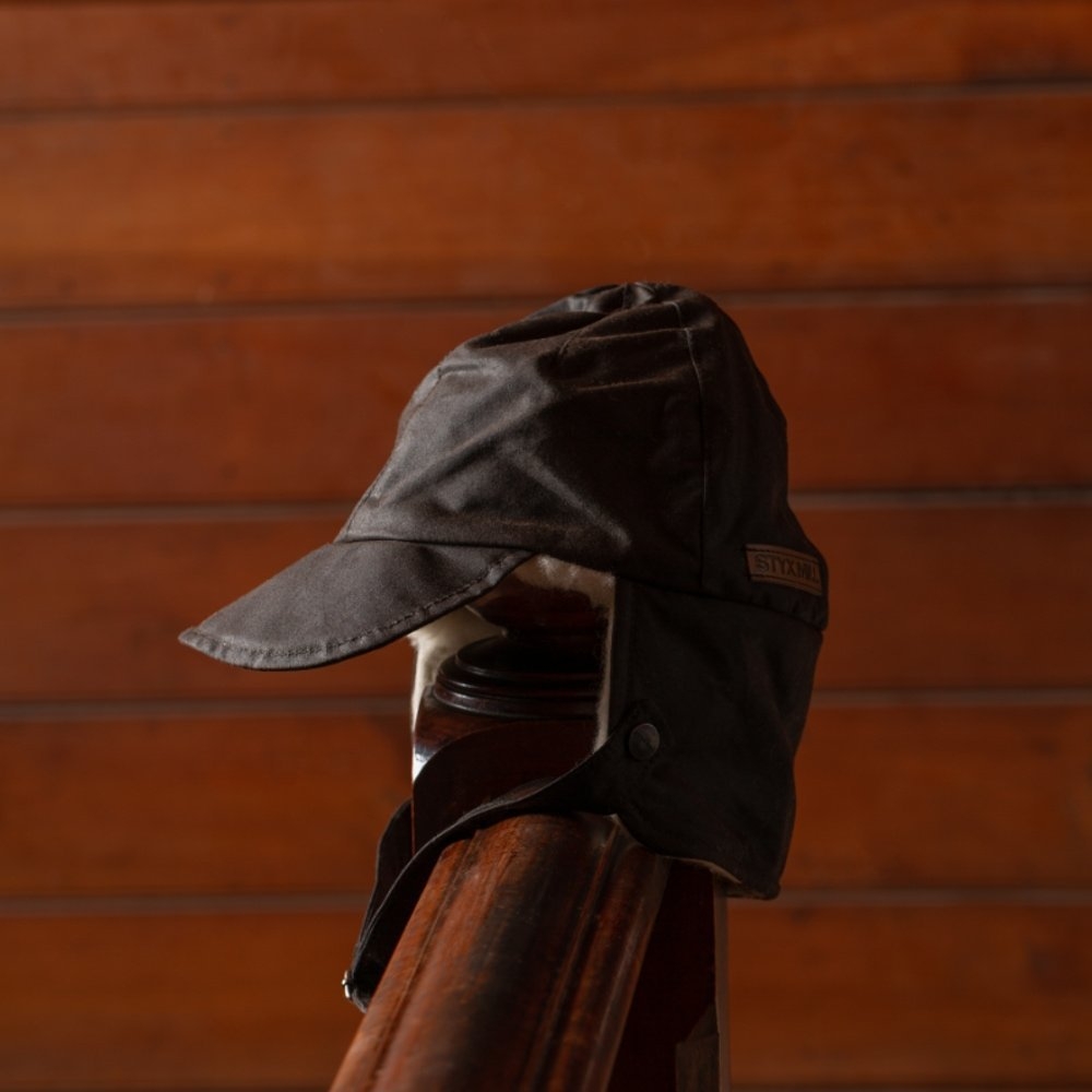 Styx Mill Oilskin Wool Lined Trapper Hat Brown L