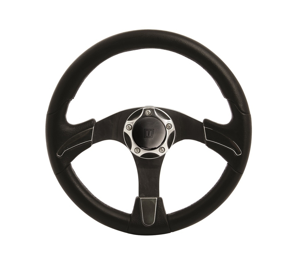 VETUS Noctis Steering Wheel Black with Chrome Inserts 350mm