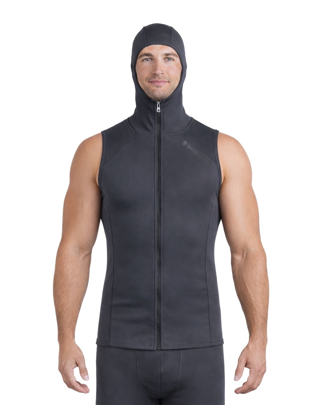 Sharkskin T2 Chillproof Mens Full Zip Hooded Vest Titanium UPF50+