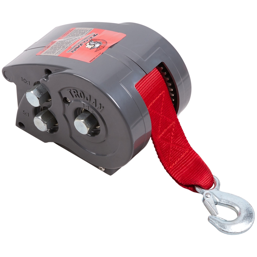 Trojan Enclosed Manual Trailer Winch with Plastic Cover 1130kg