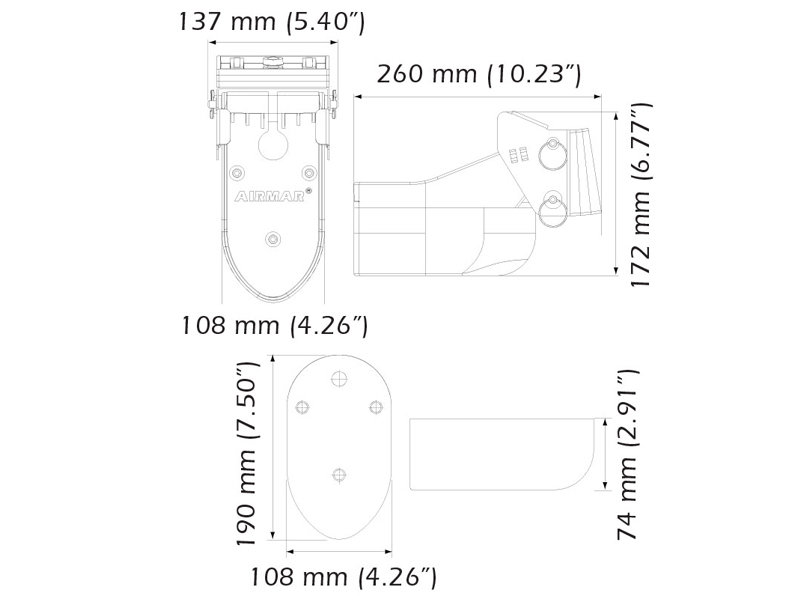 Airmar TM275LH-W Wide Beam Transom Mount CHIRP Transducer 42-65/130-210kHz