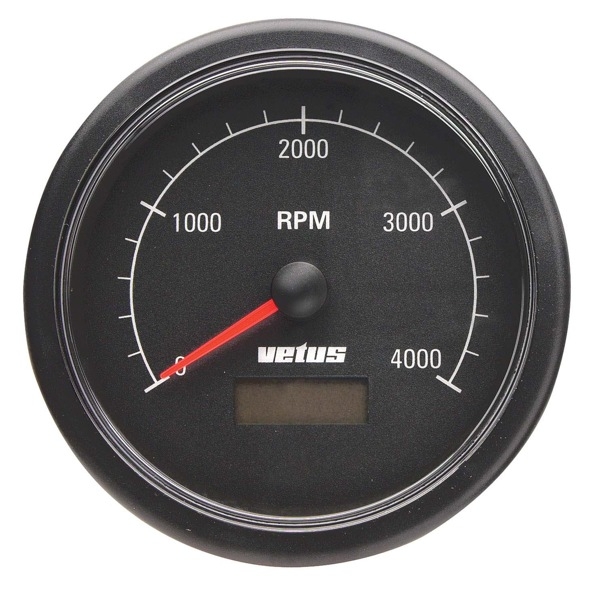 VETUS Revolution and Hour Counter Black 12/24v 0-4000rpm