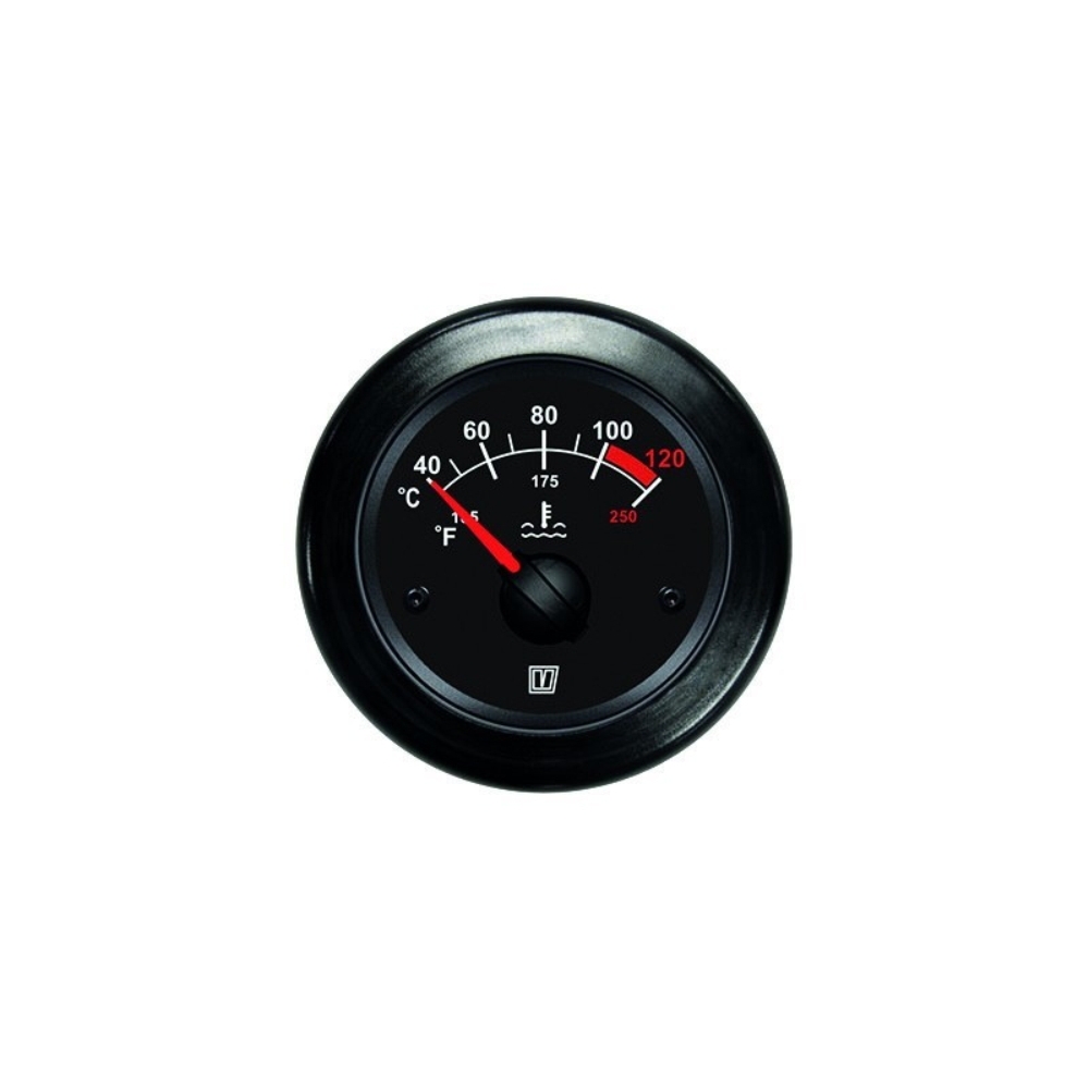 VETUS Water Temperature Gauge Black 12/24 V 40-120 degC without Sensor