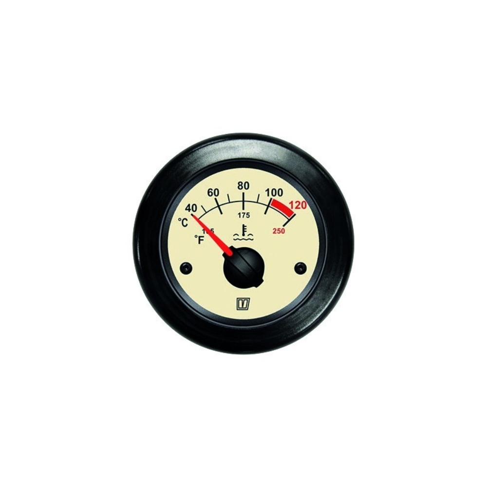 VETUS Water Temperature Gauge Cream 12/24 V 40-120 degC without Sensor