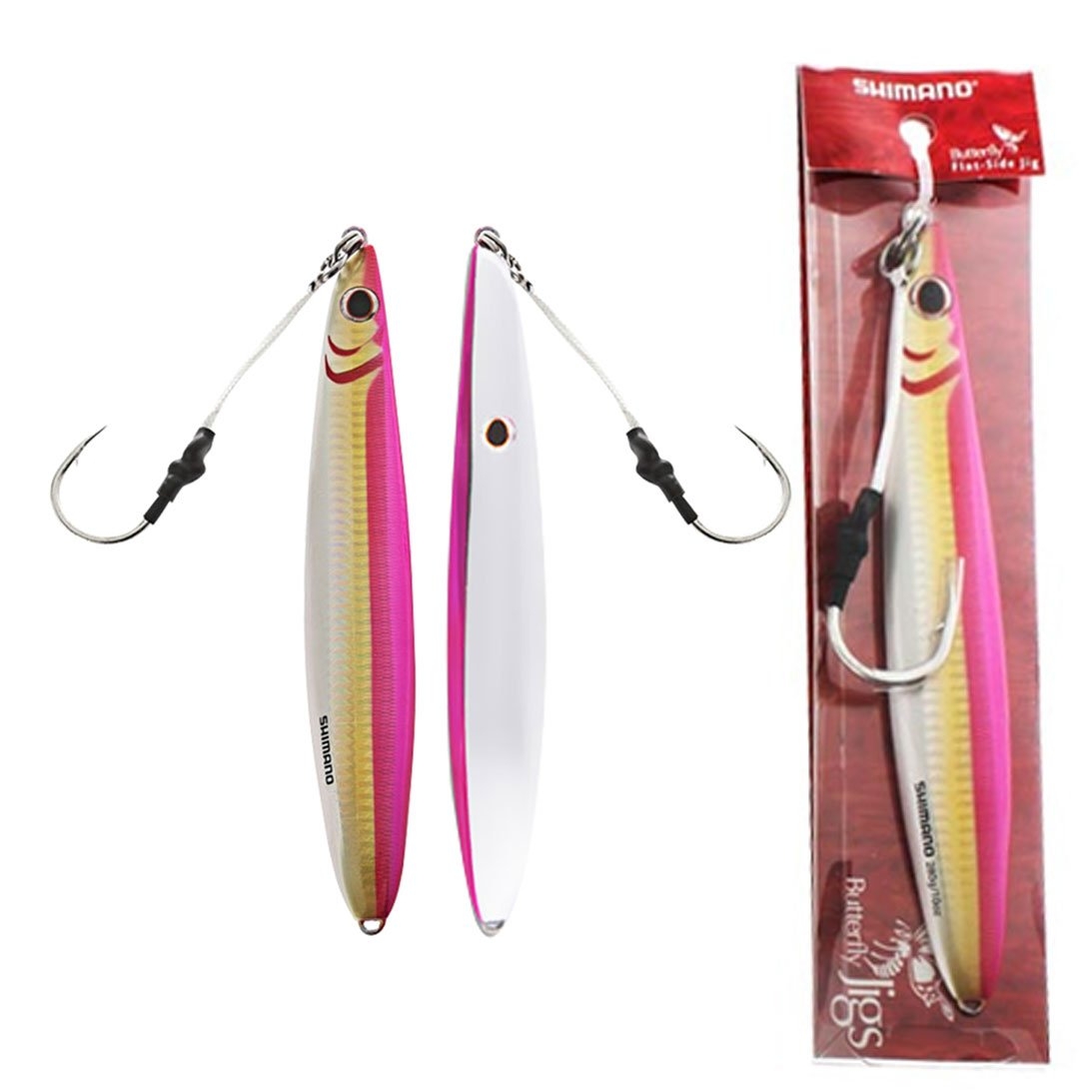 Shimano Butterfly Flat-Side Mechanical Jig Pink Silver 224g 7/0