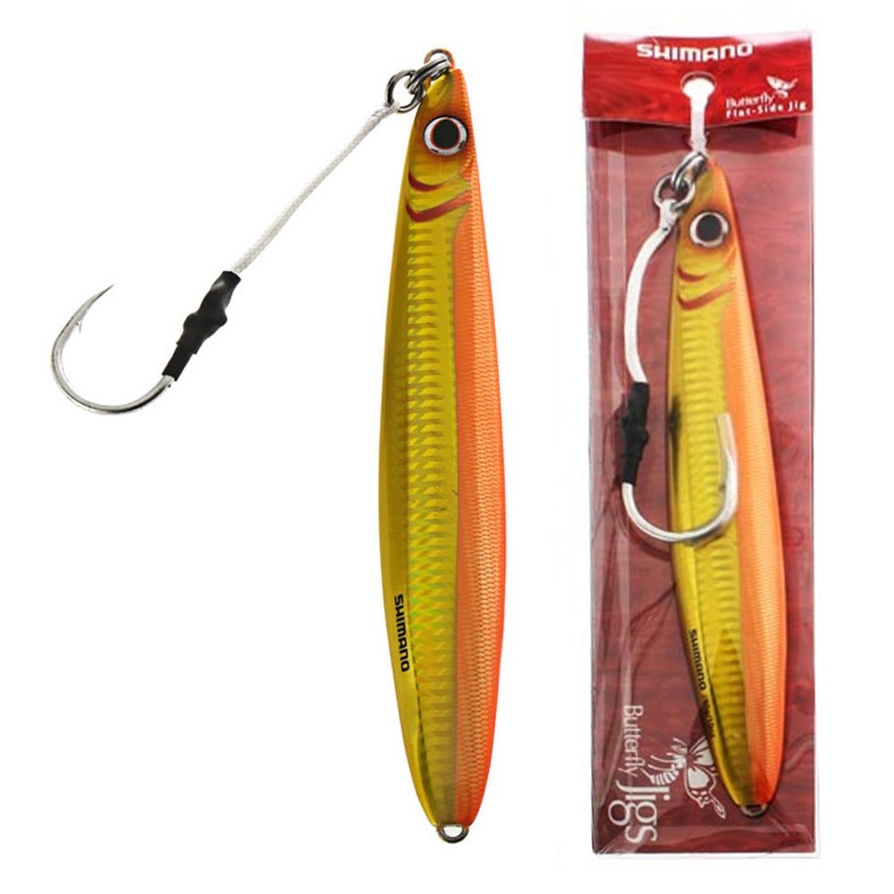 Shimano Butterfly Flat-Side Mechanical Jig Orange Gold 280g 9/0