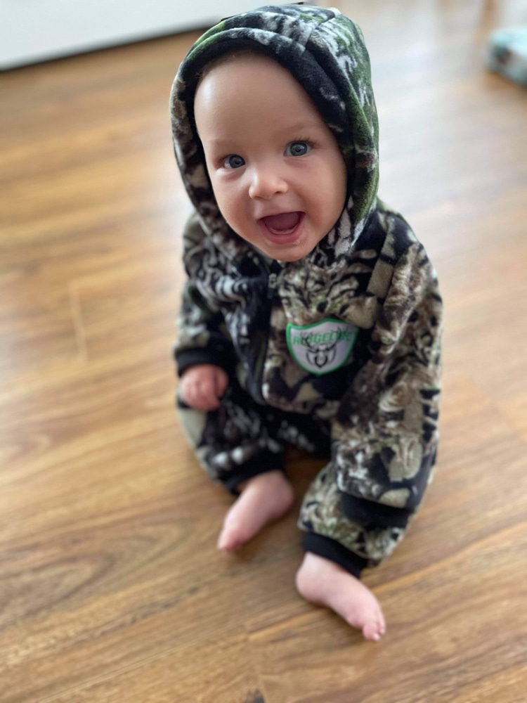 Ridgeline Critters Kids Fleece Onesie Field Olive 1 Year