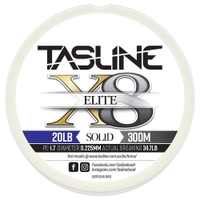 Tasline Elite White X8 Pure Solid Braid 300m 20lb Thumbnail Tasline Elite White X8 Pure Solid Braid 300m 20lb