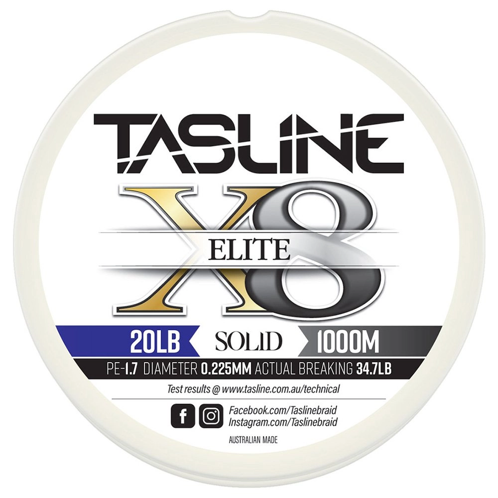 Tasline Elite White X8 Pure Solid Braid 1000m 20lb Tasline Elite White X8 Pure Solid Braid 1000m 20lb