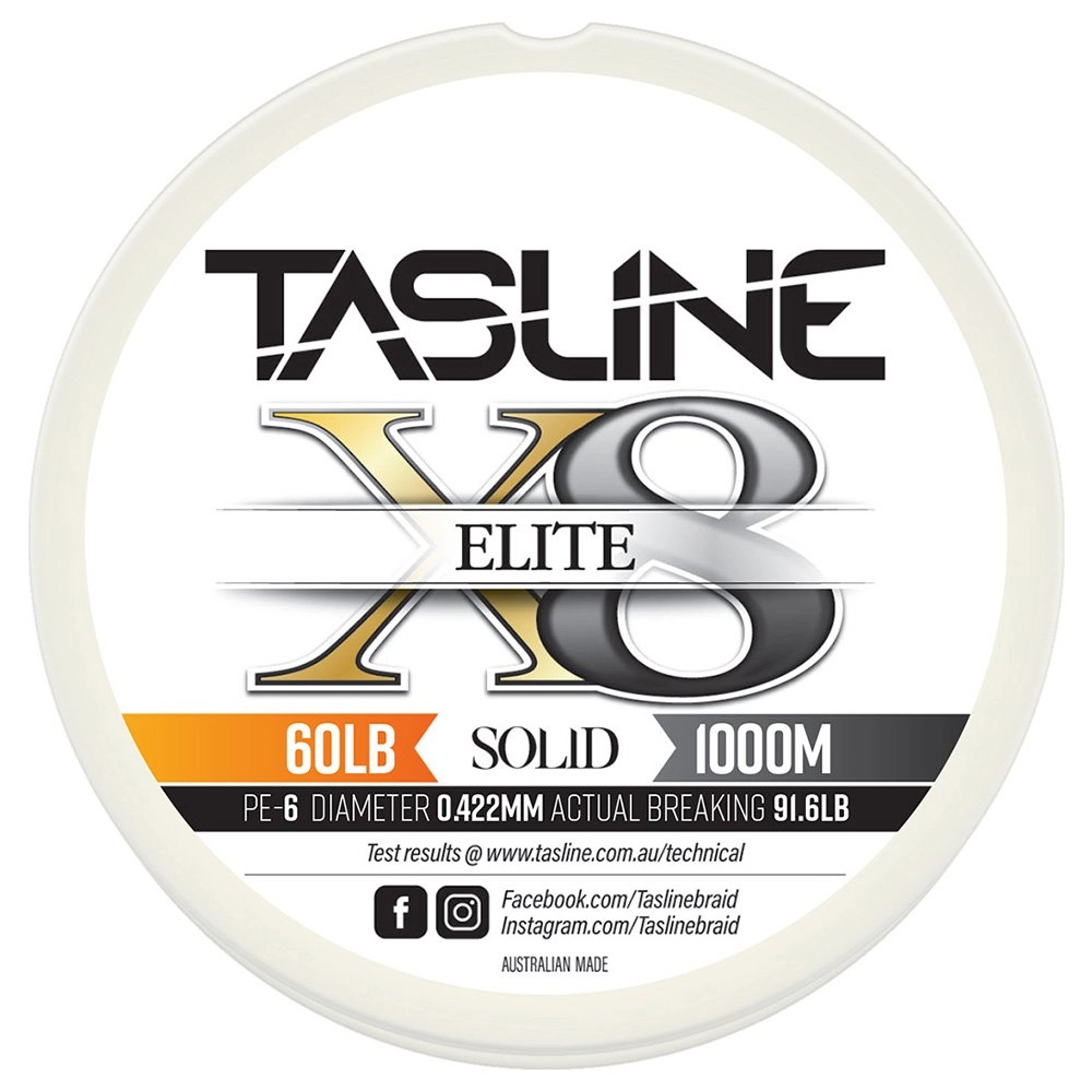 Tasline Elite White X8 Pure Solid Braid 1000m 60lb Tasline Elite White X8 Pure Solid Braid 1000m 60lb