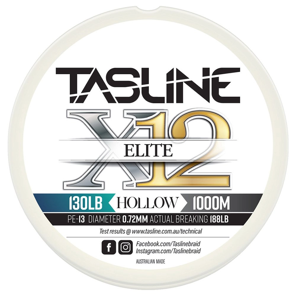 Tasline Elite X12 Pure Hollow Core Braid 1000m 130lb Tasline Elite X12 Pure Hollow Core Braid 1000m 130lb