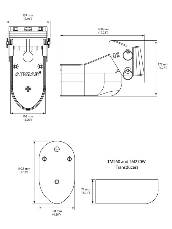 Airmar TM260 Transom Mount Transducer 1kW 50/200kHz