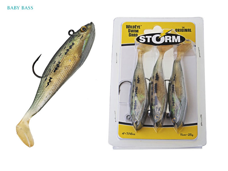 Storm Wildeye Swim Shad Rigged Soft Bait 11cm Qty 3 Baby Bass