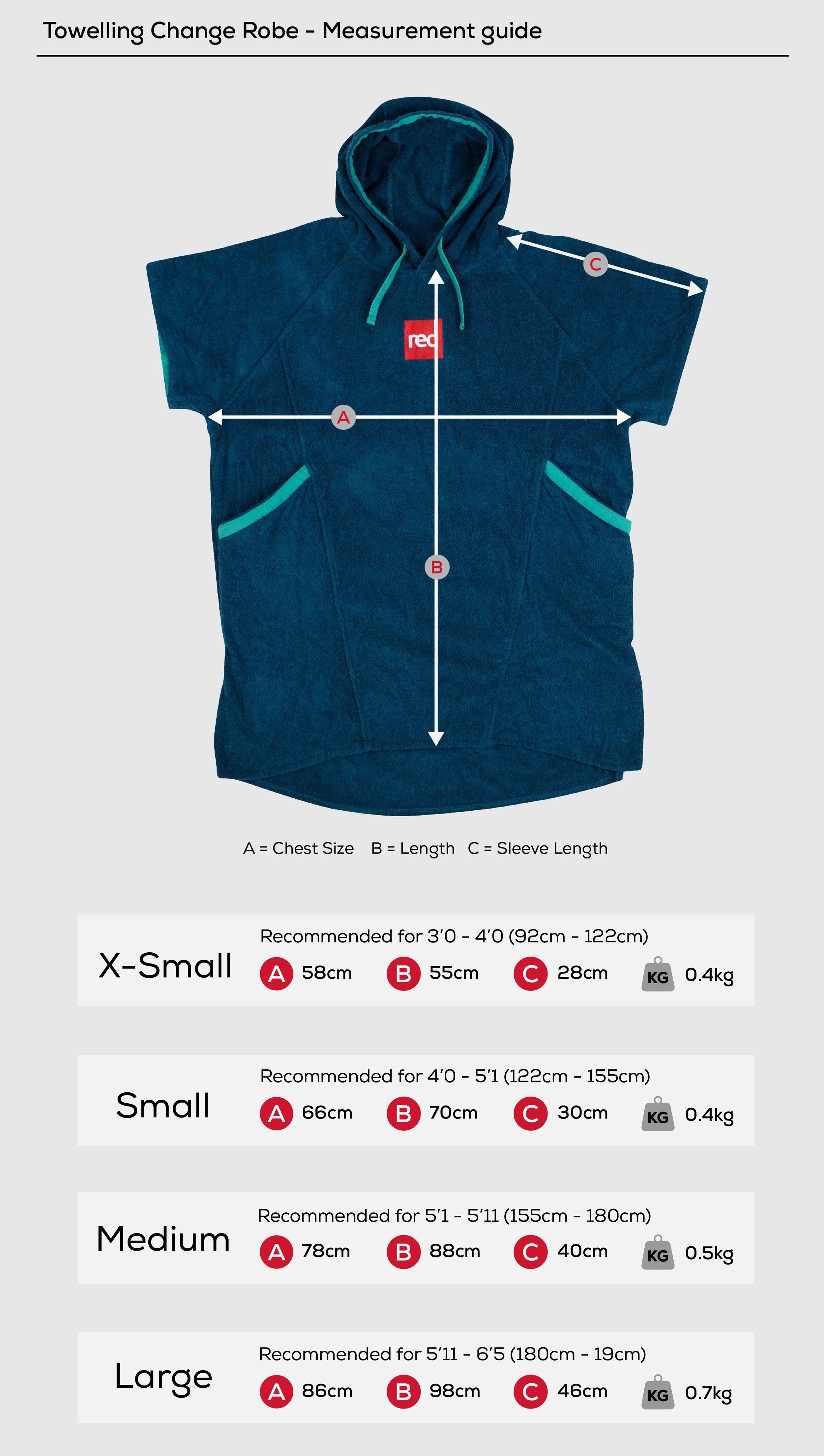 Red Original Luxury Towel Robe Poncho Grey Medium