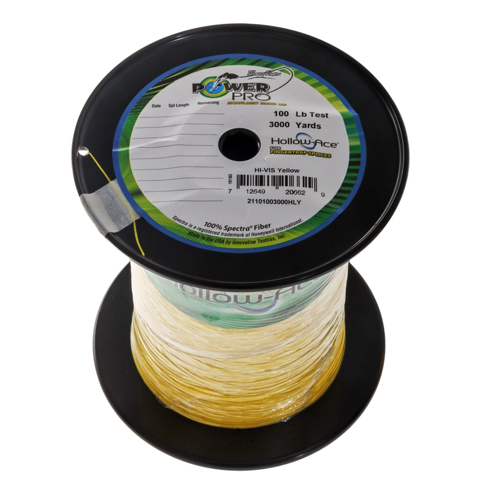 PowerPro Hollow Ace Spectra Braid Bulk Spool Hi-Vis Yellow 100lb 3000yd