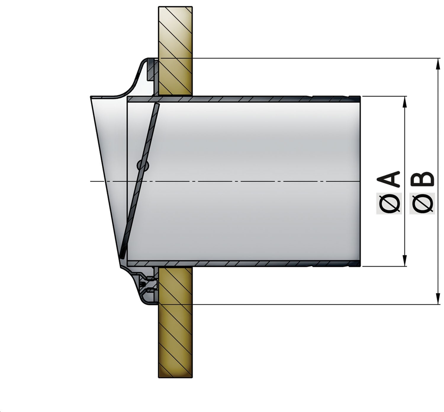 VETUS Stainless Transom Exhaust Connection with Check Valve