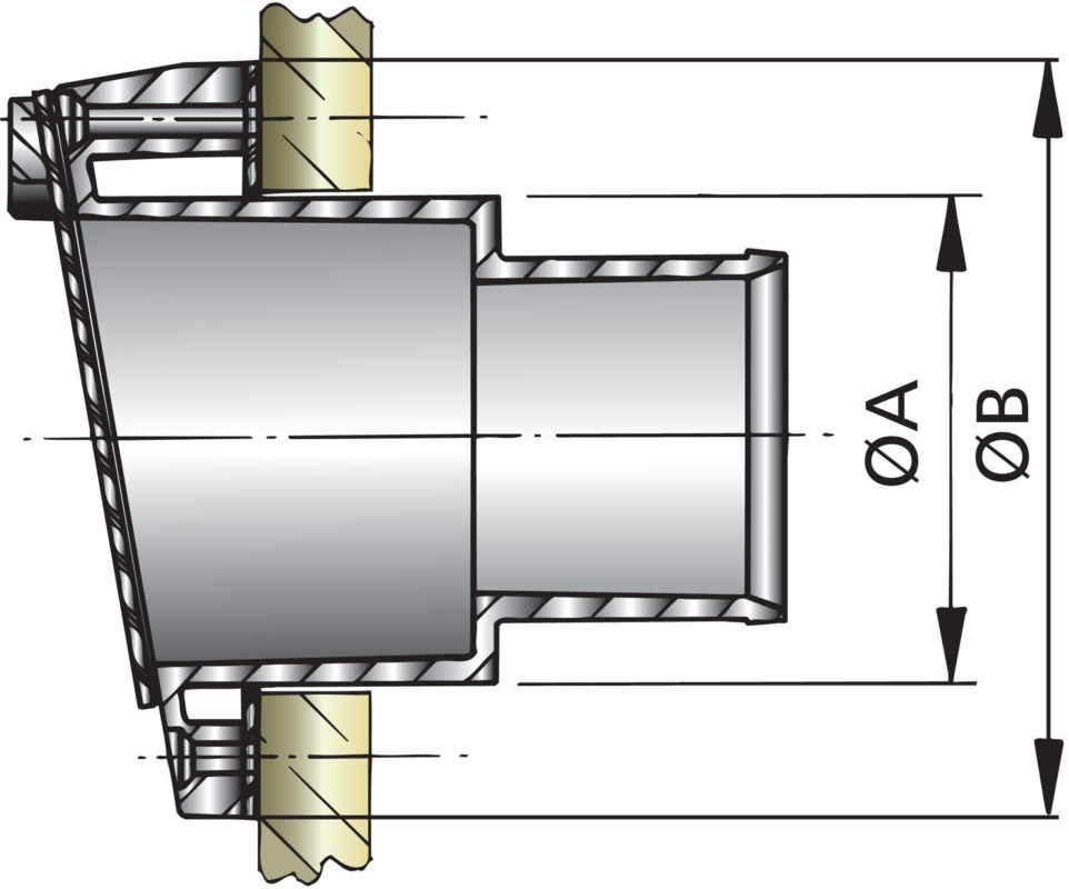 VETUS Plastic Transom Exhaust Connection with Check Valve