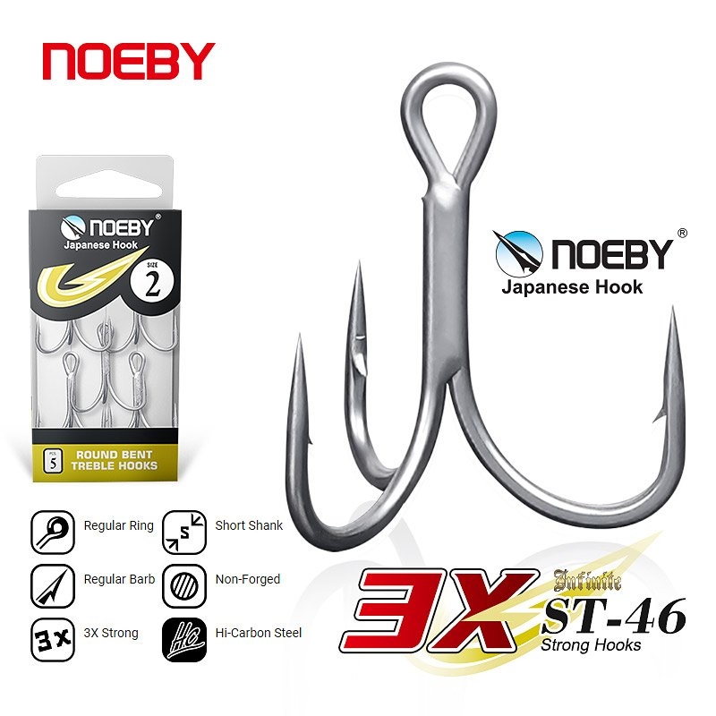 NOEBY High Carbon Triple Grip Treble Hook