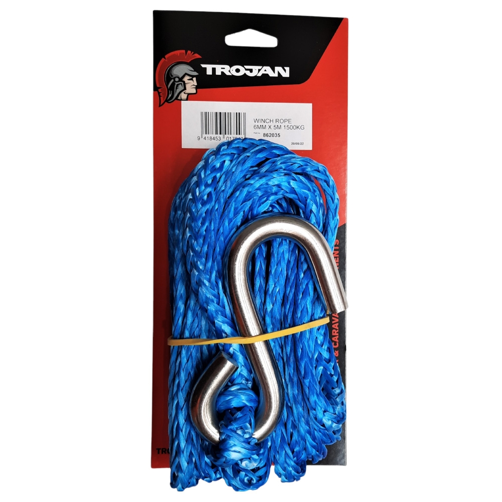 Trojan Heavy Duty Trailer Winch Rope Blue