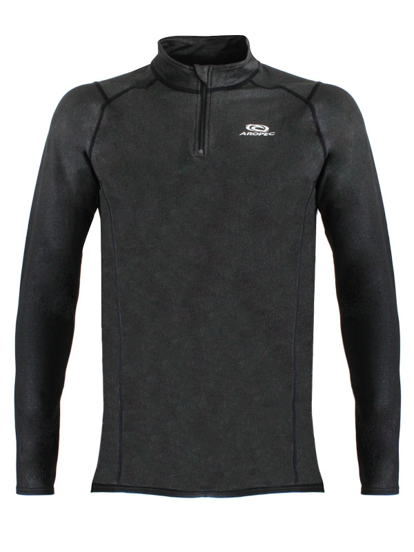 Aropec Quick-Dry Half Zip Mens Thermal Rash Shirt Black L