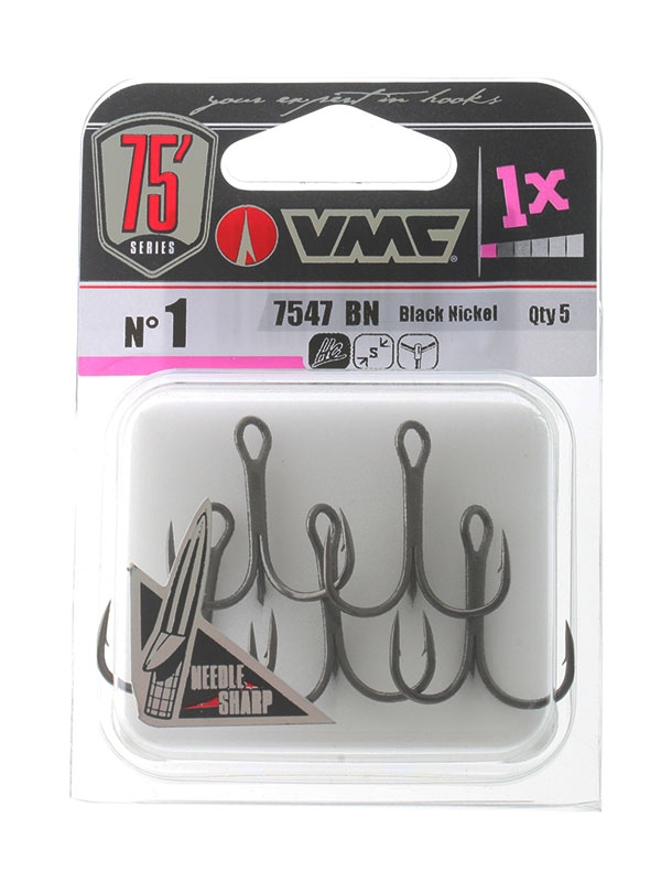 VMC 7547BN 1X-Strong Inline Treble Hook Size 1 Qty 5