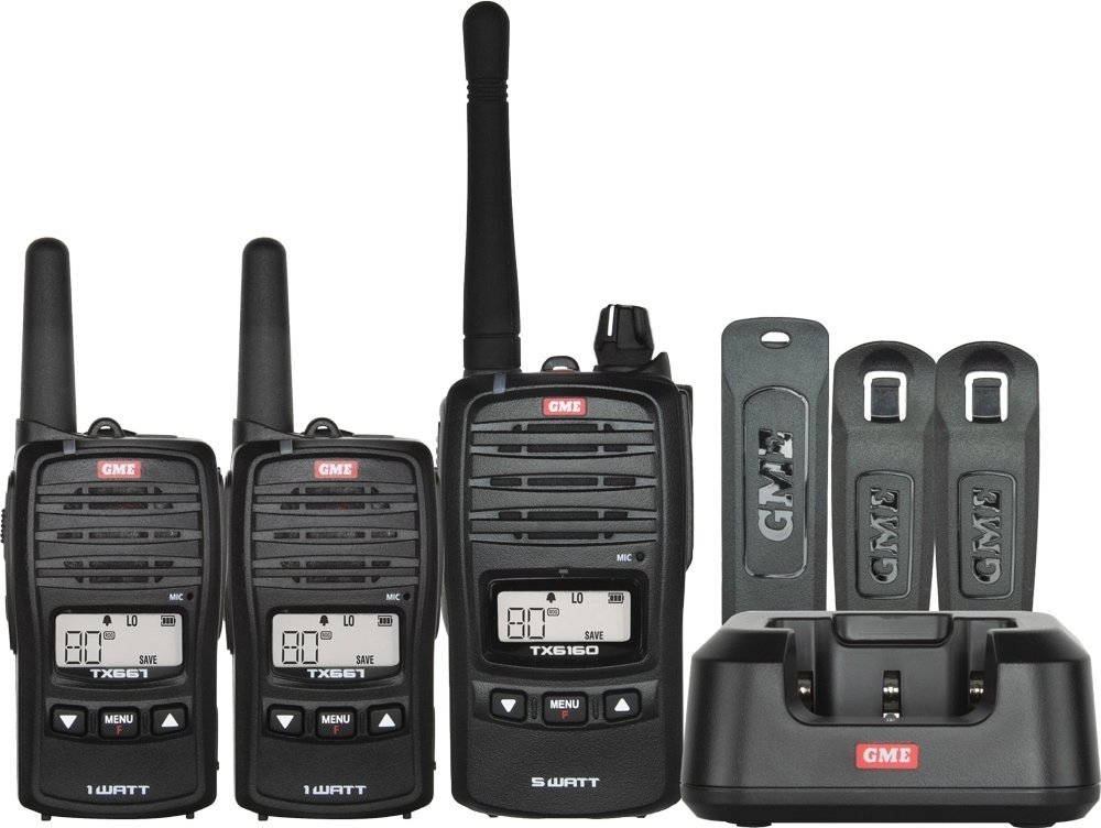 GME TX6160X IP67 Handheld UHF CB Radio 5/1W Black Family Pack