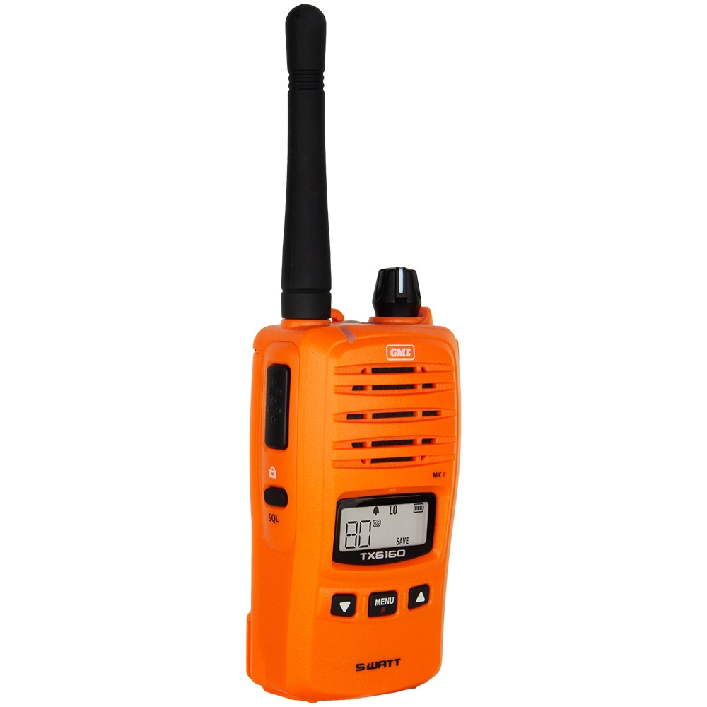 GME TX6160XOCK IP67 Handheld UHF CB Radio Car Kit 5/1W Blaze Orange