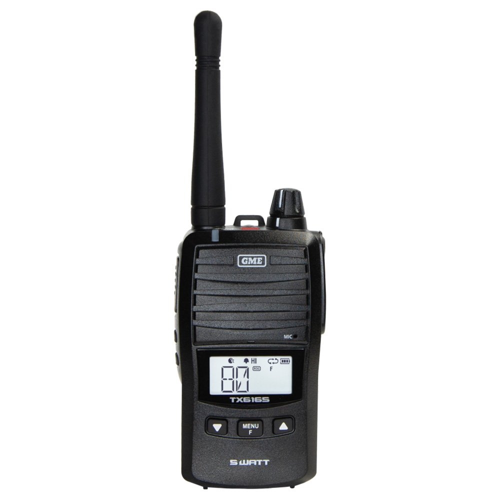 GME TX6165TP Waterproof Handheld UHF CB Radio 5/1W Twin Pack Black