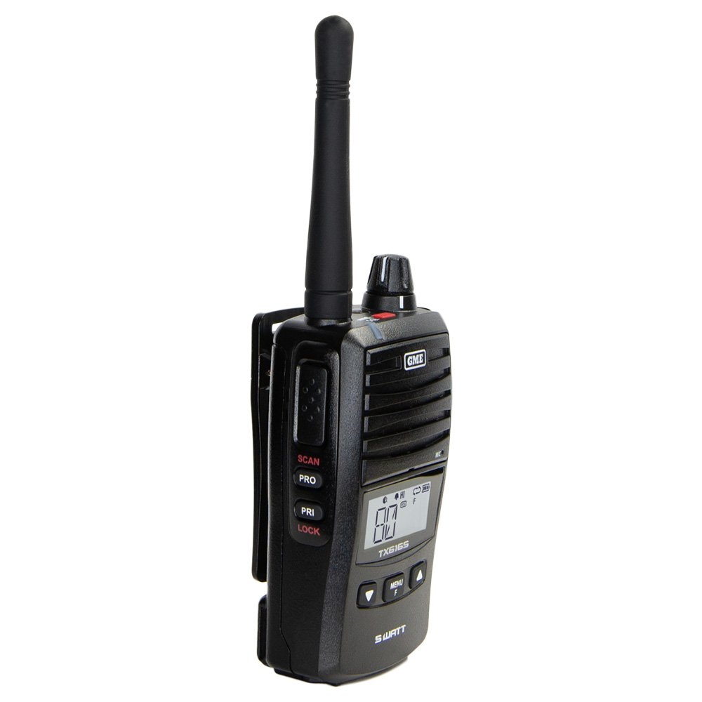 GME TX6165TP Waterproof Handheld UHF CB Radio 5/1W Twin Pack Black