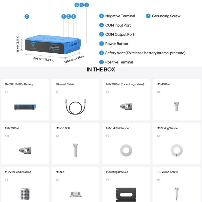 BLUETTI LiFePO4 Battery 51.2V 100Ah