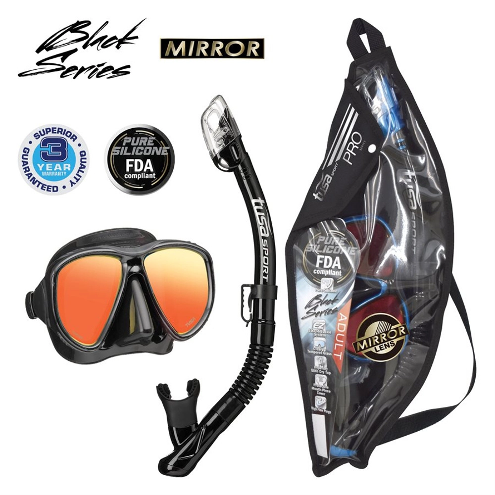 TUSA Sport Powerview Adult Black Series Combo Black/Black Mirrored Lens TUSA Sport Powerview Adult Black Series Combo Black/Black Mirrored Lens