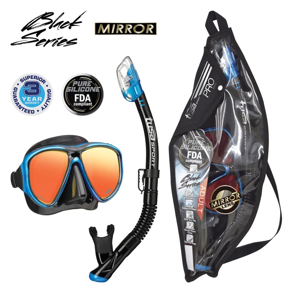 TUSA Sport Powerview Adult Black Series Combo Black/Fishtail Blue Mirrored Lens
