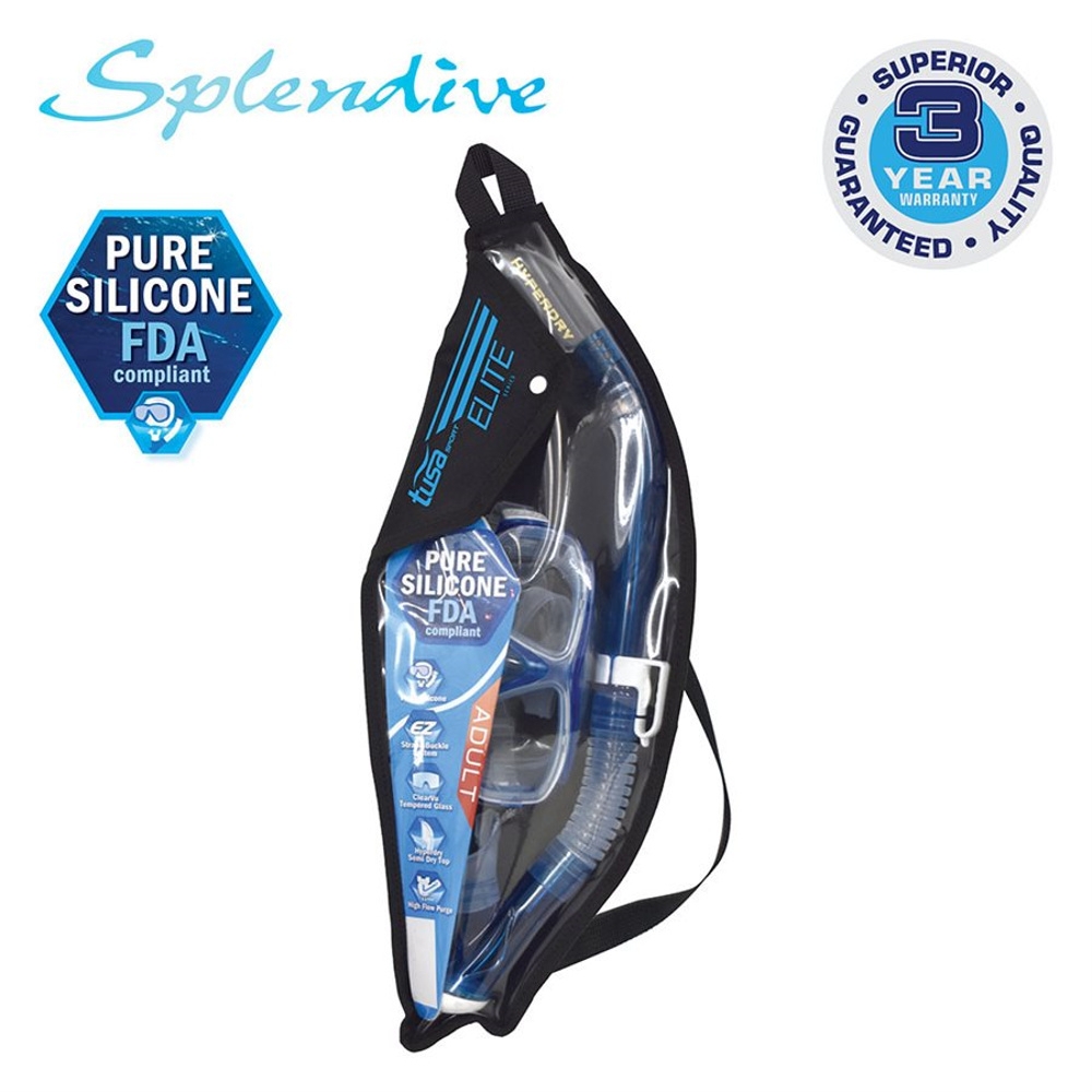TUSA Sport Splendive Adult Combo Mask and Snorkel Set Fishtail Blue