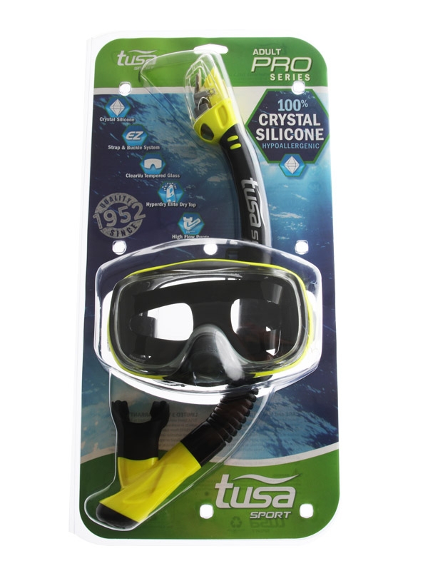 TUSA Sport Imprex 3D Dry Adult  Mask and Snorkel Set Black/Yellow