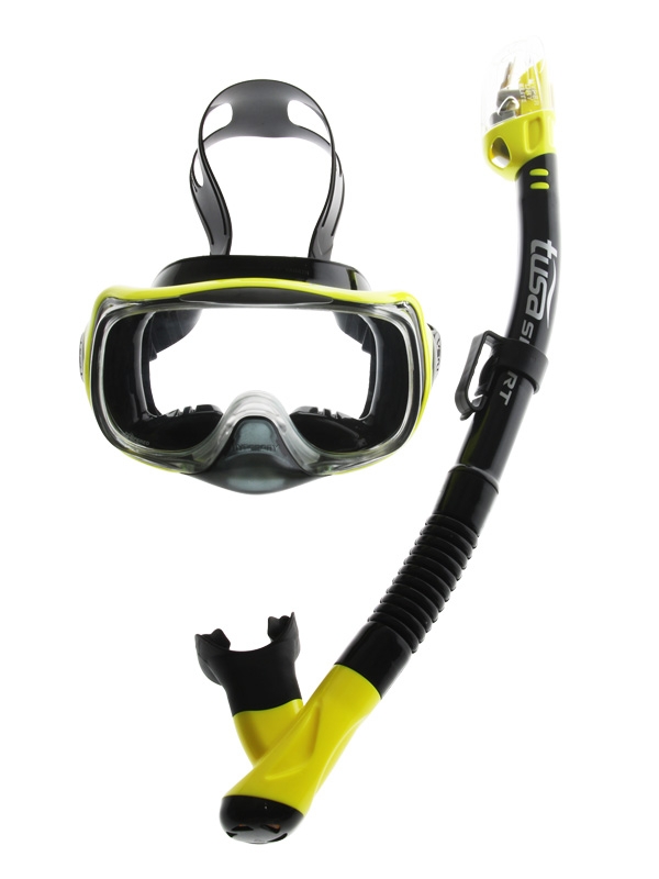 TUSA Sport Imprex 3D Dry Adult  Mask and Snorkel Set Black/Yellow