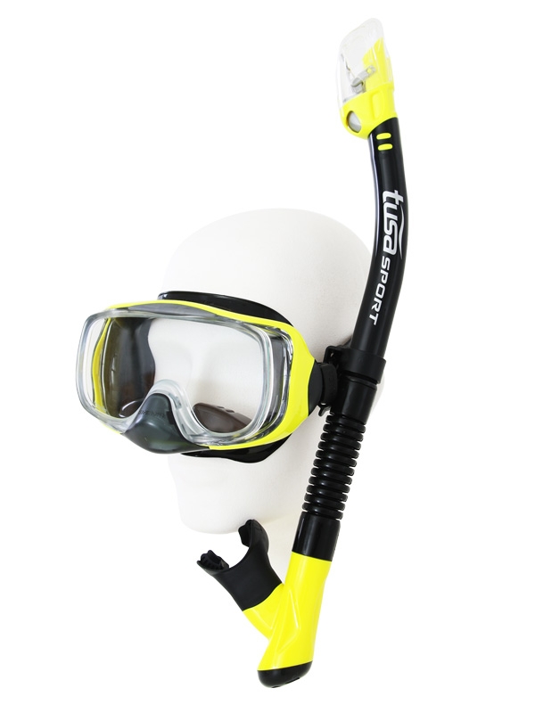 TUSA Sport Imprex 3D Dry Adult  Mask and Snorkel Set Black/Yellow