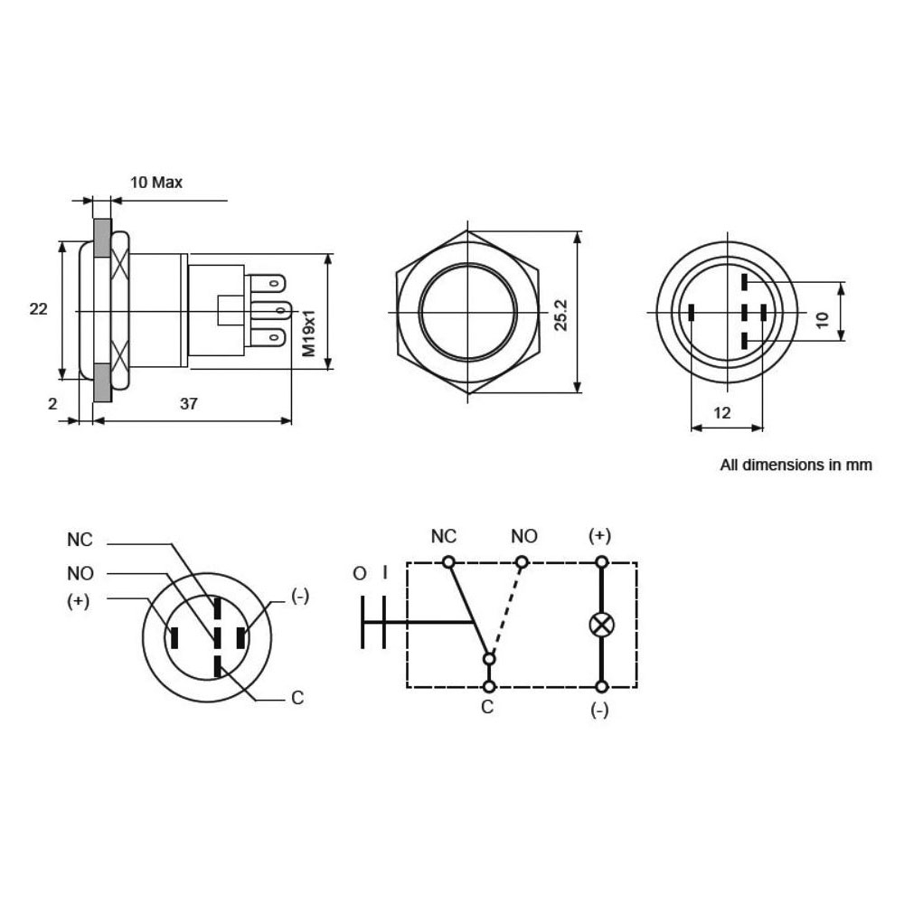 Hella Marine Stainless Steel LED Switch