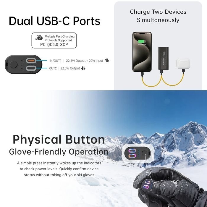 NITECORE Low Temp Resistant Carbon Fiber Power Bank IPX8 8000mAh
