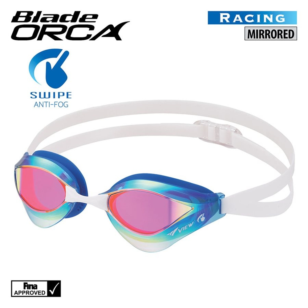 View Swipe Blade Orca Mirrored Goggles Blue