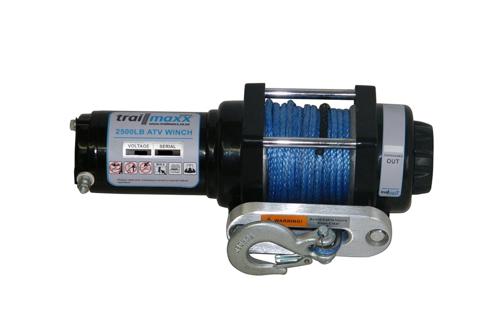 Trailparts 2500lb Winch 12V with Synthetic Rope and Hawse Fairlead