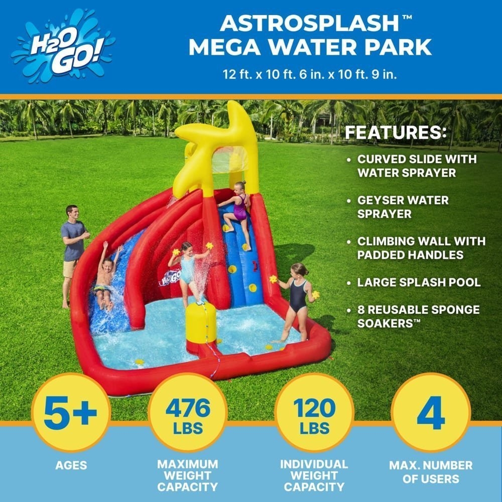 H2OGO! Astrosplash Kids Inflatable Mega Water Park 10ft 9in
