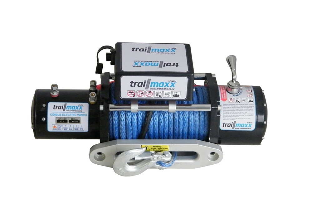 Trailparts 12000lb Winch 12V with Synthetic Rope and Alloy Hawse