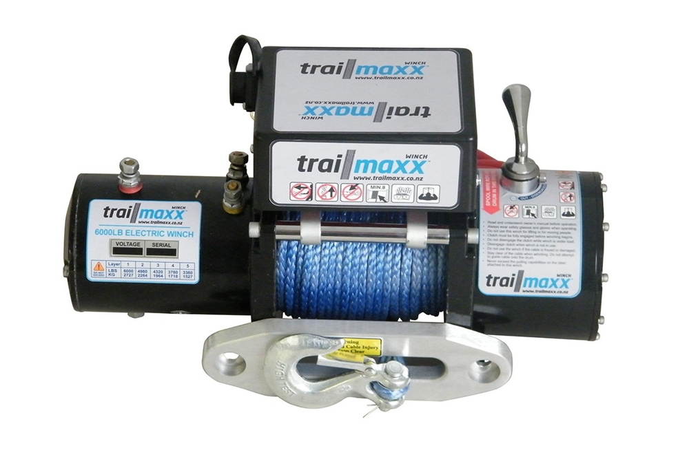 Trailparts 6000lb Winch 12V with Synthetic Rope and Alloy Hawse