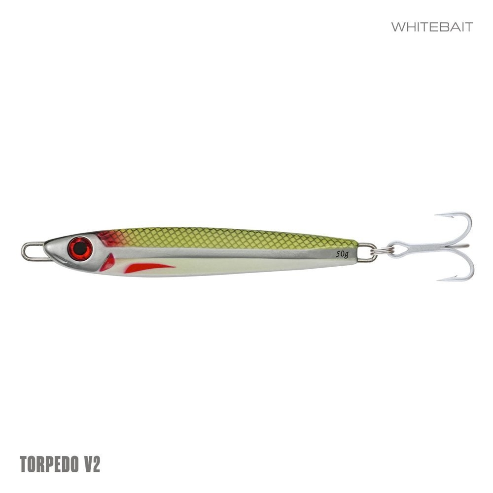 Samaki Torpedo V2 Long Cast Metal Spinner Lure 50g Whitebait