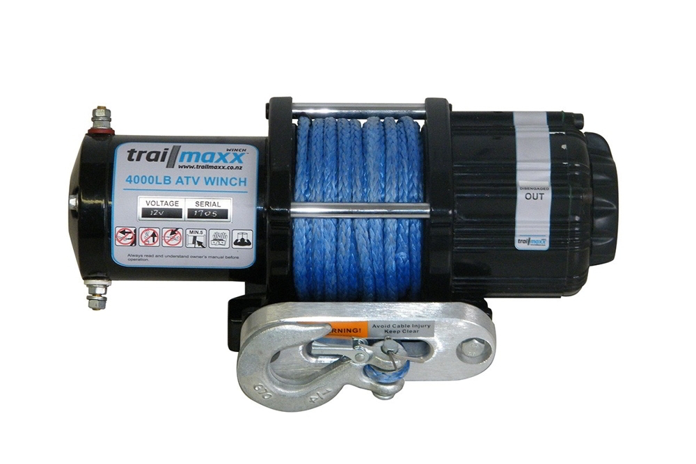 Trailparts Pemium 4000lb Winch 12V with Synthetic Rope and Hawse Fairlead