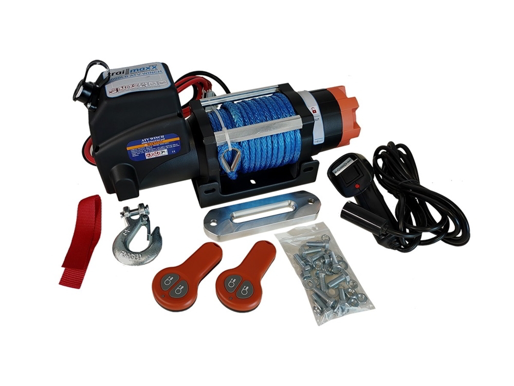 Trailparts 6000lb Winch 12V with Remote Synthetic
