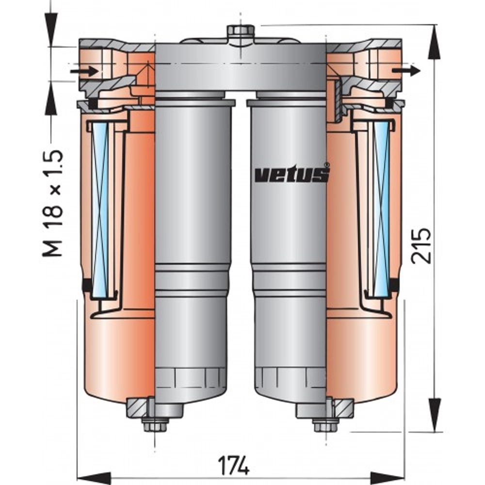 VETUS Petrol/Diesel Filter 720L/H VETUS Petrol/Diesel Filter 720L/H